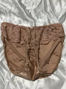 vintage panties Satin Stretch Shimmer Shiny Brief Bikini Size S Floral USA - Picture 1 of 5