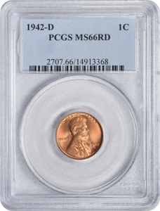 1942-D/D Lincoln Cent RPM 8 MS66RED PCGS - Picture 1 of 2