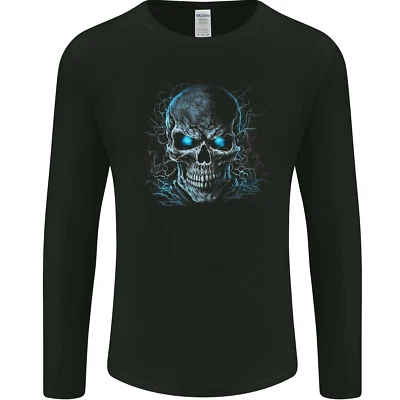 Blue Cosmic Skull Mens Long Sleeve T-Shirt — 第 1/2 张图片