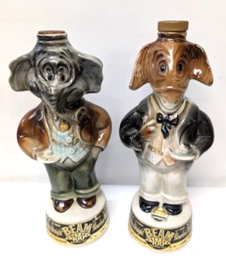 James Beam decanter whisky, set asino democratico ed elefante repubblicano 1960 - Foto 1 di 11