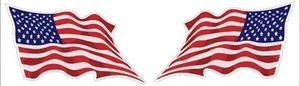 Set Of 2 Waving Lh & Rh American Flags USA Decal Stickers 3x5 p135 - Bild 1 von 1