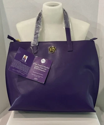 Joy Mangano RFID E*Lite Travel Collection Womens Purple Leather Purse/Dust Bag - Image 1 of 4