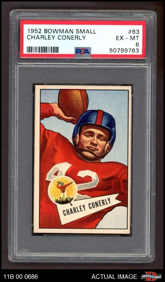 1952 Bowman Small #63 Charley Conerly Giants-FB Mississippi PSA 6 - EX/MT - Image 1 of 1