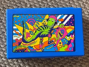 1992 MADE IN USE ROLLIN/WILD SCHOOL BOX BLUE ROLLIN BLADES 90s Pencil Box NEW - Picture 1 of 6