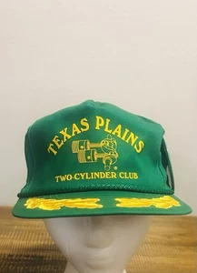 Vtg 1995 Texas Plains Two-Cylinder Club Snapback Trucker Hat Green & Gold Leaf - Picture 1 of 9