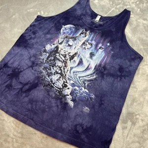 Camiseta sin mangas The Mountain X American Apparel Wolf para hombre XL púrpura gráfico tie dye - Imagen 1 de 7