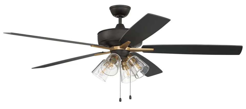Craftmade Super Pro fan 4-Light Ceiling Fan with Blades Included in Flat Black - Image 1 of 1
