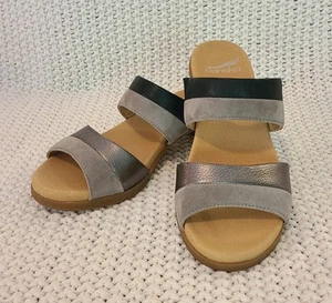 Dansko Women's Theresa Black/Gray/Silver Slip-On Heeled Sandals - NWOB - Sz 38 - Picture 1 of 14
