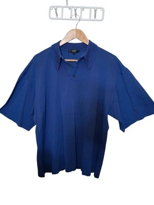 Camisa polo Raffi Linea Uomo feita na Itália 100% algodão azul GG golfe Preppy - Imagem 1 de 4