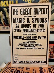 The Great Rupert Magic & Spooks Spirits Mind Reading Russell Hypnosis WC Poster - Picture 1 of 8