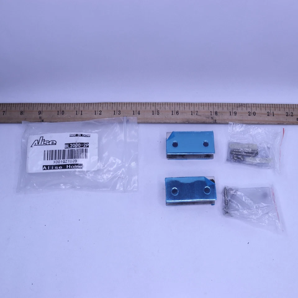 (2-Pk) Alise Adjustable Frameless Rectangle Glass Shelf Bracket Holder BL2000-2 - Image 1 of 4