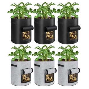 6 Pack 10 Gallon Potato Grow Bags with Flap Window, Garden Planting Bag with ... - Picture 1 of 7