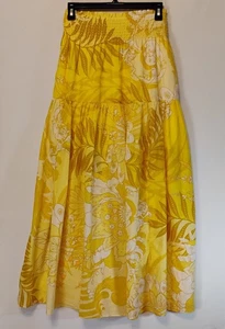 Hale Bob Damen gelb Blumen Maxirock große elastische Taille Neu mit Etikett - Bild 1 von 7