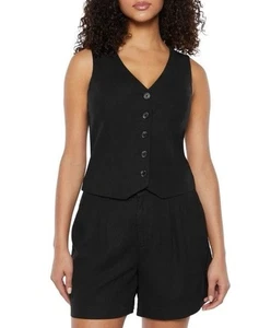 Express Women's Classic Fit V-Neck Button Up Linen Vest Size Large NEW - Picture 1 of 7