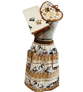 Delantal de bolsillo para mujer perro hornear chef cocinero verano barbacoa bache toalla juego hecho a mano - Imagen 1 de 12