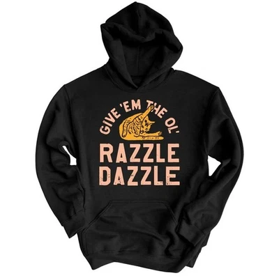 Razzle Dazzle Cat Hoodie, Funny Retro Kitty Graphic Vintage Style Sweatshirt - Image 1 of 3