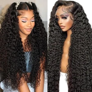 13x6 Deep Wave Lace Front Wigs Human Hair Wigs for Women 200% Density HD Tran... - Picture 1 of 7
