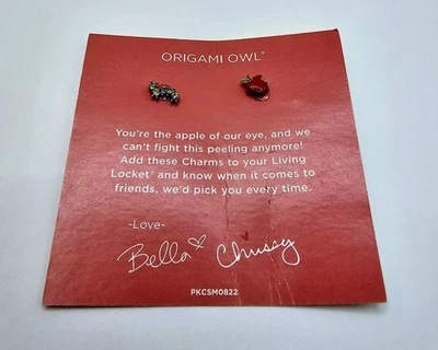 Origami Owl Charm of the Month August 2022 Caterpillar And Bitten Apple - Image 1 of 2