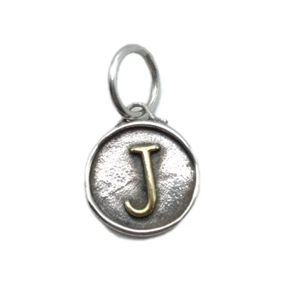 Waxing Poetic Chancery Insignia Letter J Initial Sterling Silver & Brass Charm - Image 1 of 4