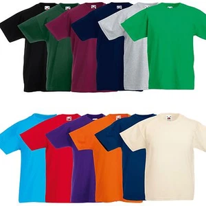 Fruits of the Loom Short Sleeves Plain T shirts For Boys Kids Casual Summer Tops - Picture 1 of 14