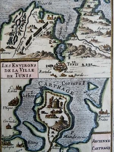 Tunis & Ancient Carthage Tunisia North Africa 1719 Mallet pictorial city plan - Picture 1 of 2