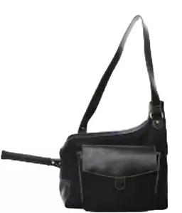 Cortiglia Sport Messenger Tennis Bag Black Leather Canvas Made In Italy - Picture 1 of 24