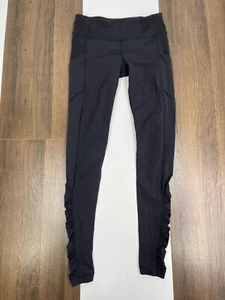 Lululemon Womens Size 6 Black Workout Pants Leggings Stretch Side Pockets - Picture 1 of 13