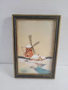 Vtg Franciscaines Missionaire Watercolor Quebec Stamp Art Winter Windmill Cabin - Picture 1 of 8