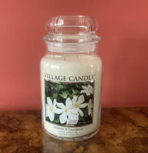 Village Candle Retired RARE 2 Wick Jasmine And Gardenia 21.25 Oz - Picture 1 of 3