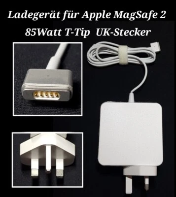 Ladegerät für Apple MacBook MagSafe 2 85Watt  A1424  T-Tip UK Stecker für Reisen - Bild 1 von 4