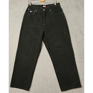 Vintage Tommy Hilfiger Baggy Jeans Herren 32x34 1997 schwarz Denim weites Bein hergestellt in den USA - Bild 1 von 10