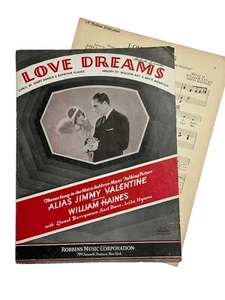 Love Dreams VTG 1928 Sheet Music Ukulele MGM Picture Alias Jimmy Valentine - Picture 1 of 8