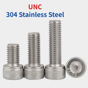 Zoll UNC Inbusschraube Sechskantbuchse Bolzenkappe Kopfschrauben 304 Edelstahl - Bild 1 von 107