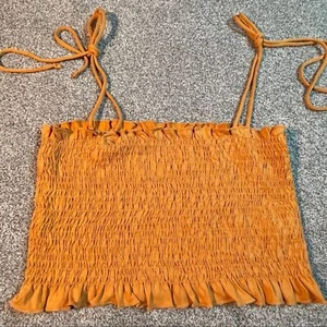 BP Smocked Stretch Tube Too Tank with Tie Straps Pumpkin Size L - Picture 1 of 5