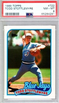 TODD STOTTLEMYRE # 722 1989 TOPPS ROOKIE CARD- PSA NM-MT 8. - Image 1 of 2