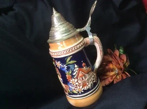 Vintage DBGM 1970’s DRM Germany Beer Stein Drinking Cup Mug Ceramic Pewter Lid  - Picture 1 of 12