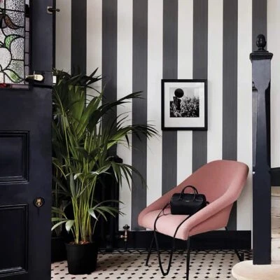 Black and White Wallpaper Peel and Stick Wallpaper for Bedroom Stripe Wall Paper - Image 1 of 4