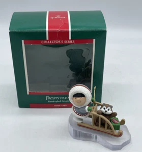 Hallmark FROSTY FRIENDS 1989 Keepsake Ornament #10 In Series Eskimo on Sled - Picture 1 of 15