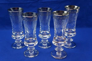 Copas de champán estriadas banda de platino UNK13598 (5), 6 1/2" X 2 3/8" - Imagen 1 de 10