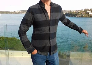 VINTAGE IKKs Surchemise Lumberjack Striped Knit Shirt - Picture 1 of 4