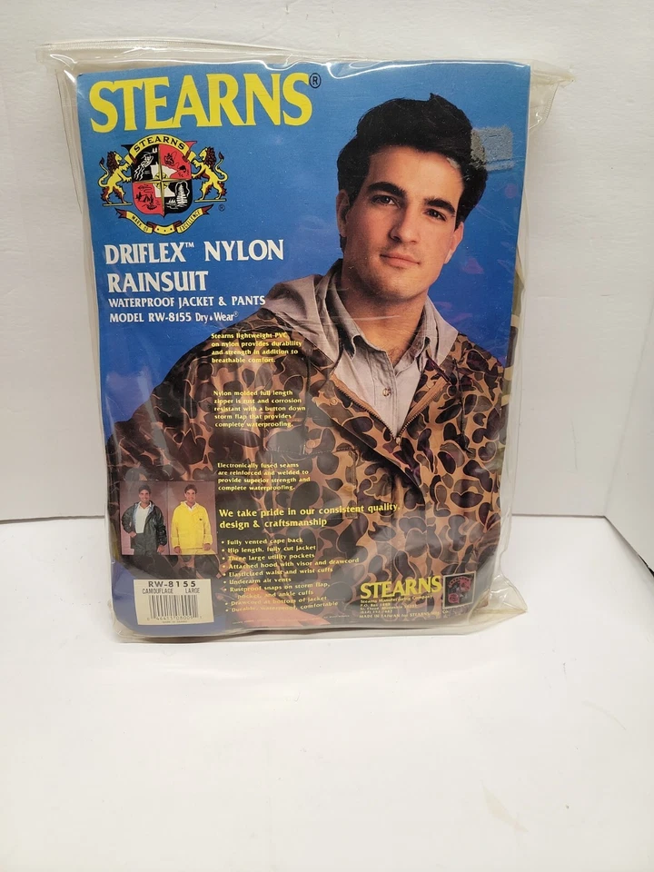 Stearns Rw- 8155 Two-Piece Driflex Nylon  Rainsuit Sz LARGE Camouflage DryWear - Image 1 of 4