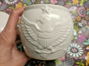 VINTAGE BICENTENNIAL EAGLE SUGAR BOWL COLONIAL SPECKLED CREAM IVORY COLOR - Picture 1 of 10