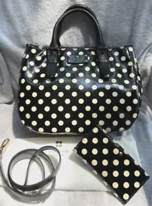 KATE SPADE Polka-Dot Patent Leather Satchel/Shoulder Bag &Matching Wallet - Picture 1 of 10