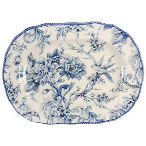 222 Fifth Adelaide Blue and White Oval Serving Platter 8995386