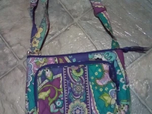 VERA BRADLEY crossbody paisley purse Teal Polkadot Inside - Picture 1 of 8