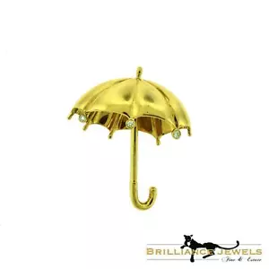 Tiffany & Co Large Diamond Umbrella Brooch/Pin in 18K Yellow Gold - Picture 1 of 4