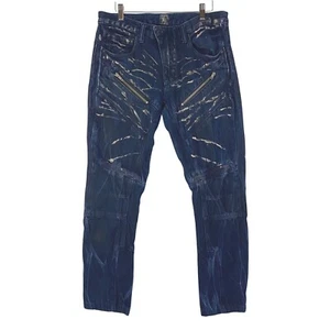PRPS Demon Fit Moto Jeans Used-Look Reißverschlüsse dunkle Waschung Denim Herren Größe 32 gebraucht, in einwandfreiem Zustand - Bild 1 von 13
