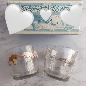 Par de tazas de postre de vidrio Kawaii Sanrio Sugar Bunnies vintage hechas en Japón sin usar - Imagen 1 de 7