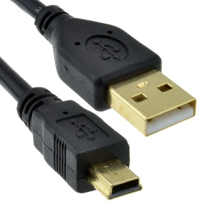 GOLD USB 2.0 Hi-Speed A to mini-B 5 pin Cable Power & Data Lead  0.5m - Image 1 of 4