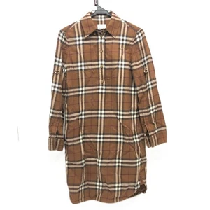 BURBERRY Check shirt Dress Long sleeve shirt Long sleeve shirt cotton Brown - Picture 1 of 16